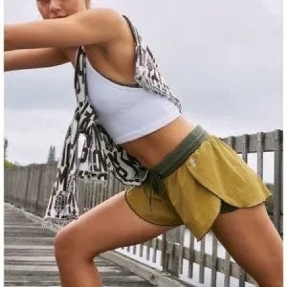 NWT Free People Movement Olive Green Workout Shorts| Athleisure Pilates Princess - Picture 2 of 16